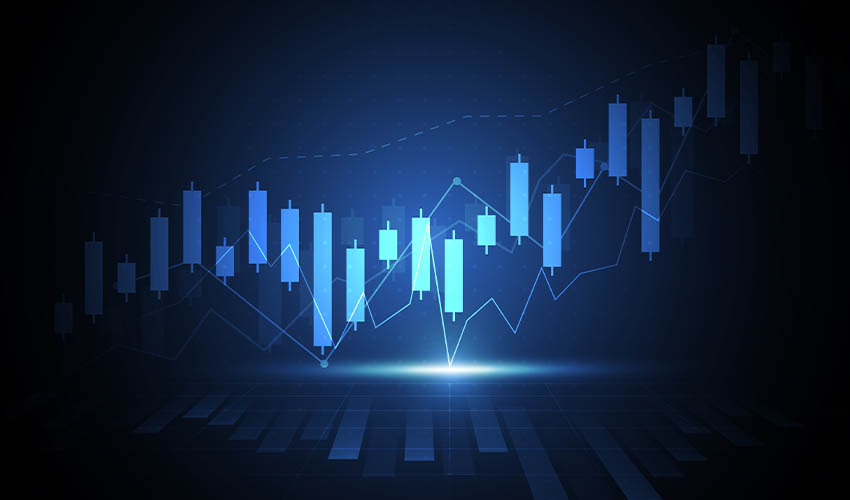 Business candle stick graph chart of stock market investment trading